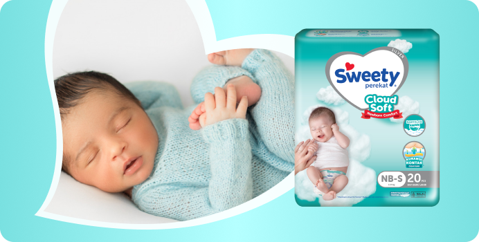 Sweety Perekat Cloud Soft - Popok perekat bayi baru lahir 3-8 KG ukuran S  20s